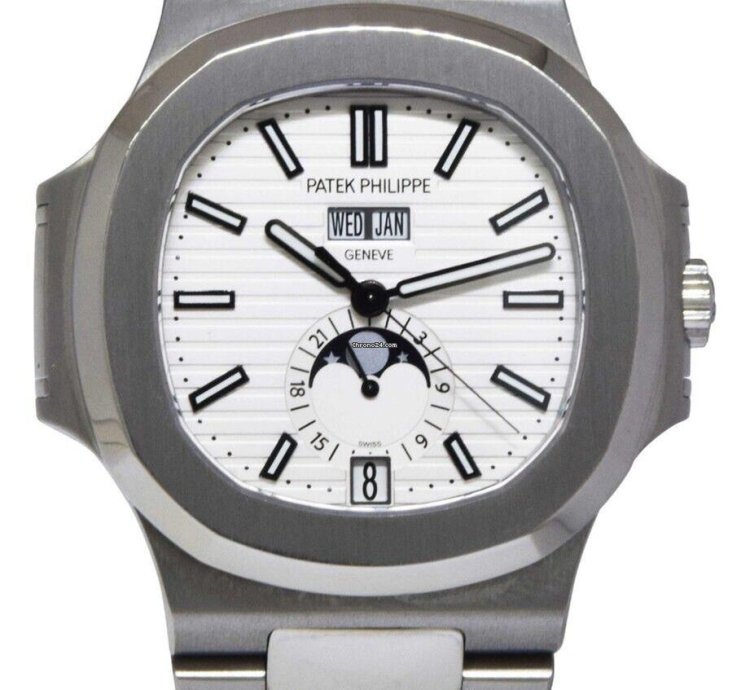 Patek Philippe Nautilus Steel Annual Calendar White Dial Watch 17 5726 1a