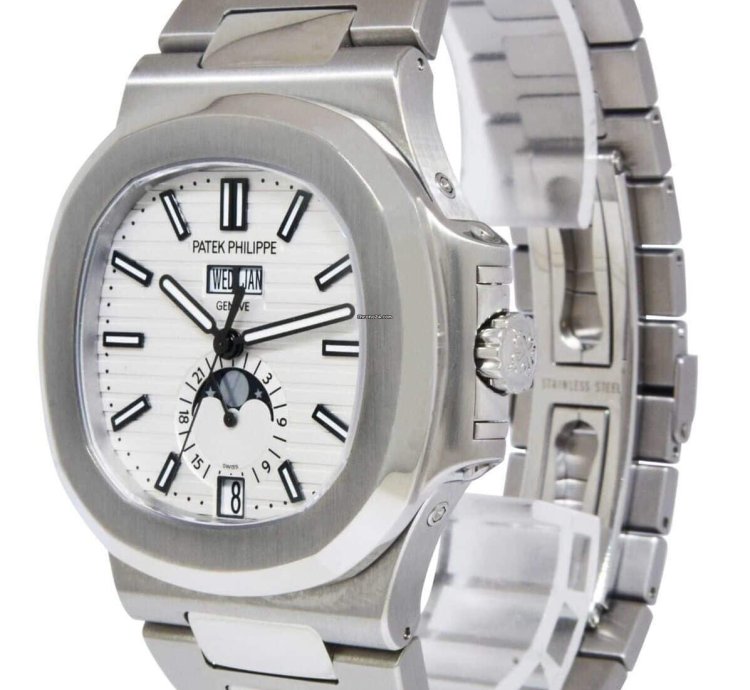 Patek Philippe Nautilus Steel Annual Calendar White Dial Watch 17 5726 1a