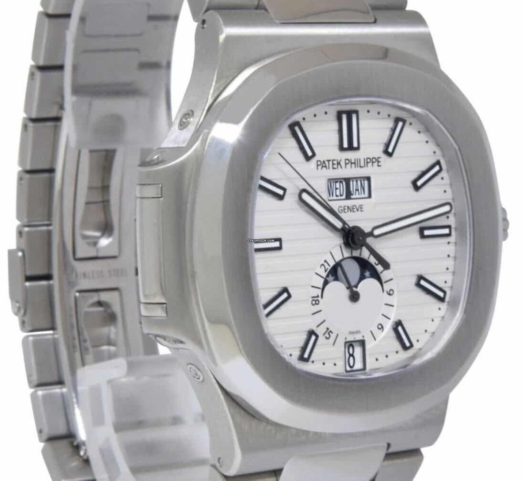 Patek Philippe Nautilus Steel Annual Calendar White Dial Watch 17 5726 1a