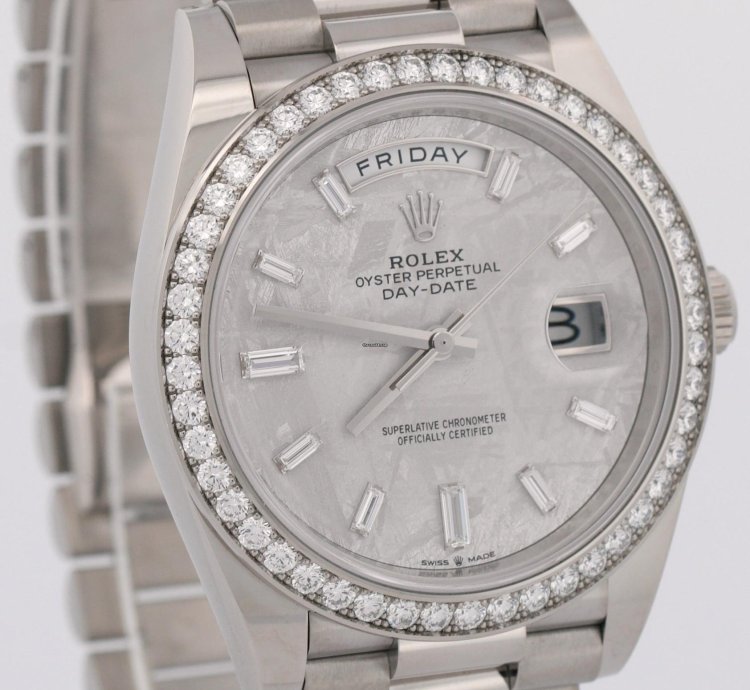 Rolex Day-date 40 Unworn 2023 Papers Rolex Day-date 40mm Meteorite Baguette Diamond 228349 Rbr