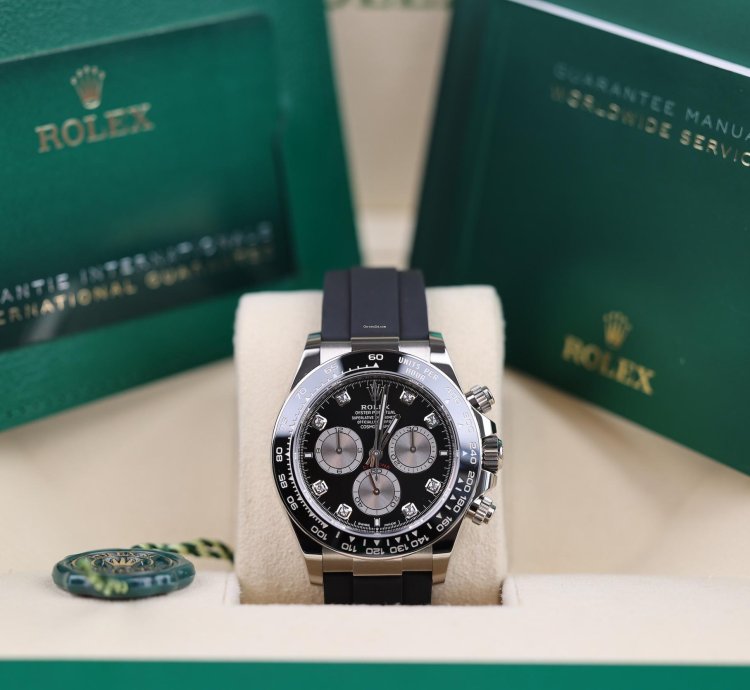 Rolex Daytona Oysterflex Wei Gold Schwarz Dia - 2023 - Lc100 - Neu Ungetragen - Fullset
