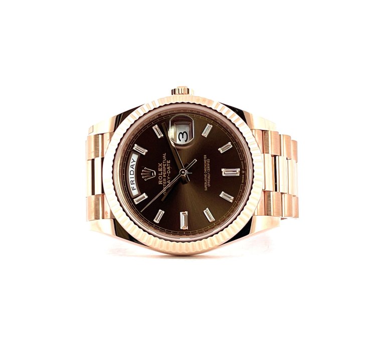 Rolex Day-date 40 Unworn Condition New Chocolate Dial Baguette Diamonds Fullset 2022