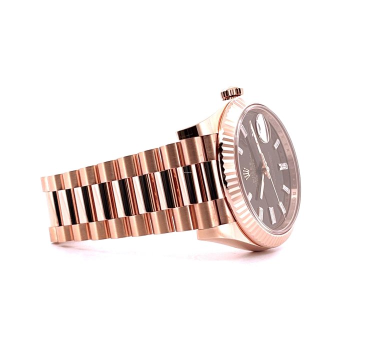 Rolex Day-date 40 Unworn Condition New Chocolate Dial Baguette Diamonds Fullset 2022