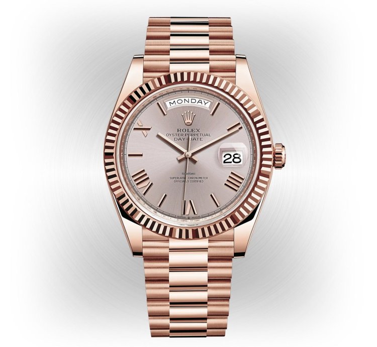 Rolex Day-date 40 Unworn Day-date 40mm 228235 Rose Gold Fluted Sundust Roman Dial President Bracelet