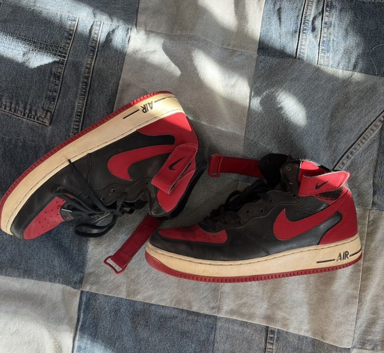 2017 Nike Air Force 1 Mid Bred Men Black Red Af1 Sz 10