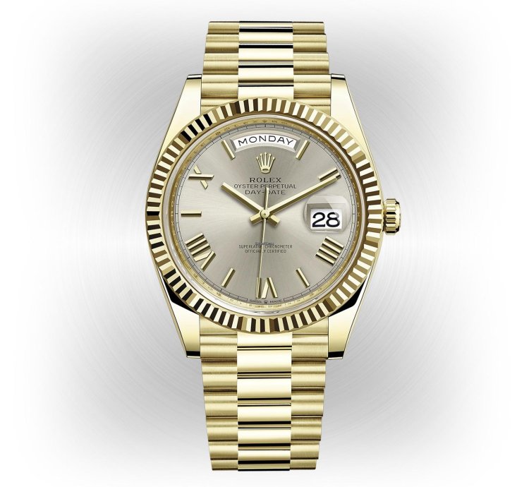 Rolex Day-date 40 Unworn Day-date 40mm 228238 President Yellow Gold Presidential Bracelet Silver Roman Dial