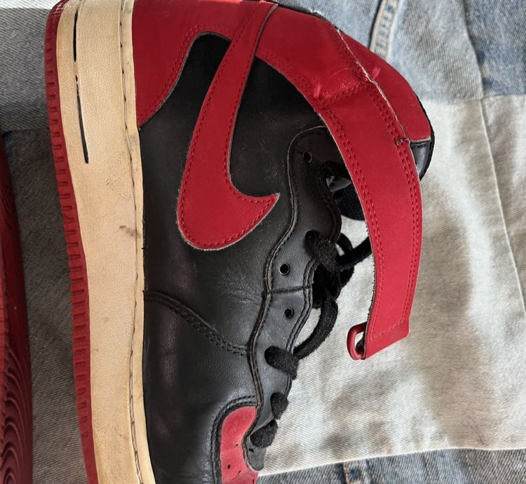 2017 Nike Air Force 1 Mid Bred Men Black Red Af1 Sz 10