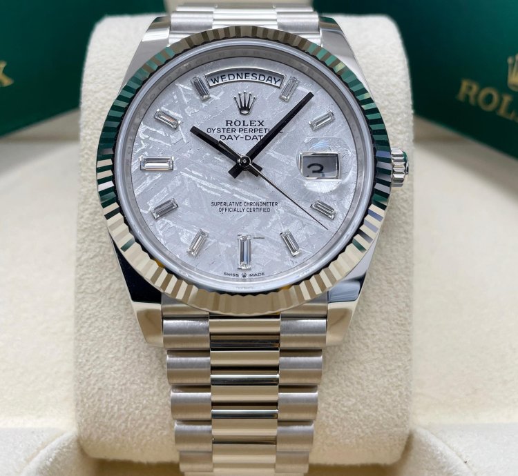 Rolex Day-date 40 Unworn Day-date 40mm 228239 White Gold Meteorite Baguette Diamond Dial President Bracelet