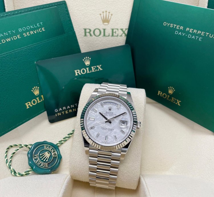 Rolex Day-date 40 Unworn Day-date 40mm 228239 White Gold Meteorite Baguette Diamond Dial President Bracelet