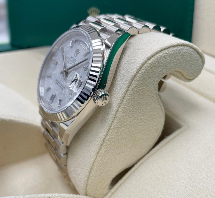 Rolex Day-date 40 Unworn Day-date 40mm 228239 White Gold Meteorite Baguette Diamond Dial President Bracelet