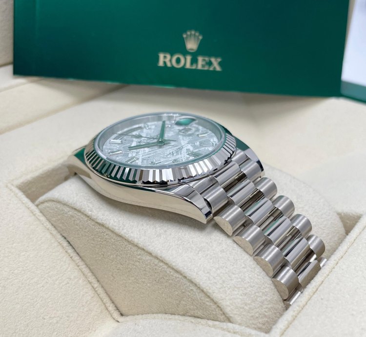 Rolex Day-date 40 Unworn Day-date 40mm 228239 White Gold Meteorite Baguette Diamond Dial President Bracelet
