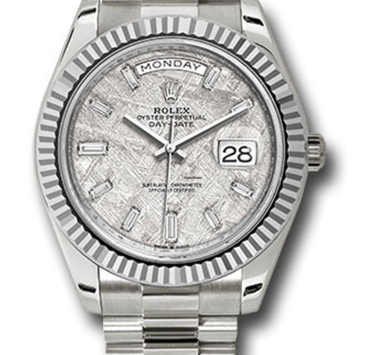 Rolex Day-date 40 Unworn Day-date 40mm 228239 White Gold Meteorite Baguette Diamond Dial President Bracelet