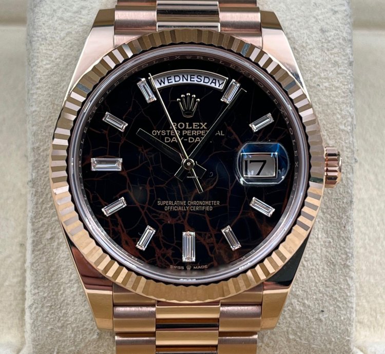 Rolex Day-date 40 Unworn Day-date 40mm Eisenkiesel Diamond Dial Rose Gold Bracelet 228235 Box Papers 2024