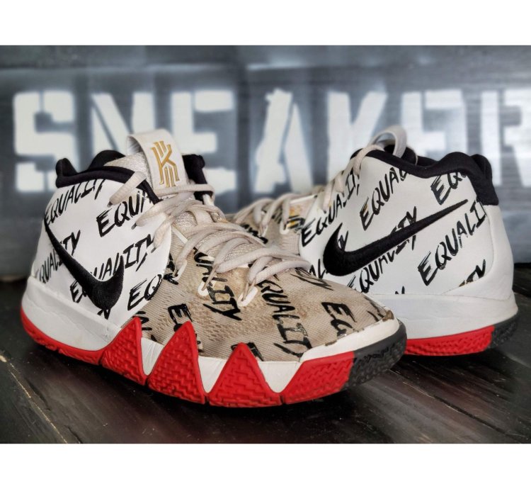 2017 Nike Kyrie 4 Equality Blm White Red Black Sneakers Ao13