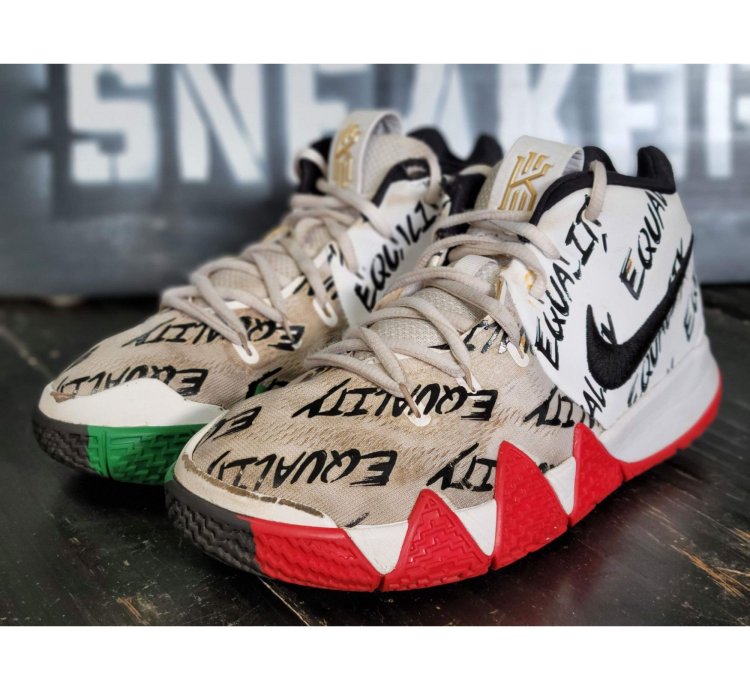 2017 Nike Kyrie 4 Equality Blm White Red Black Sneakers Ao13
