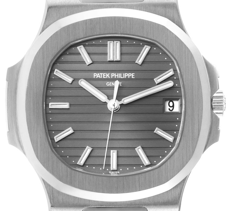 Patek Philippe Nautilus White Gold Black Strap Mens Watch 5711 Box Papers