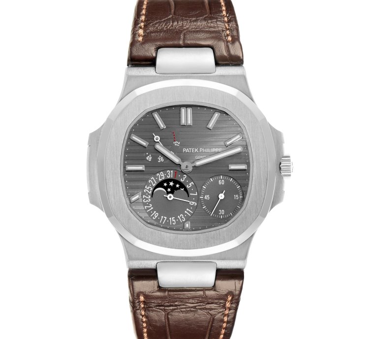Patek Philippe Nautilus White Gold Moonphase Mens Watch 5712 Box Paper