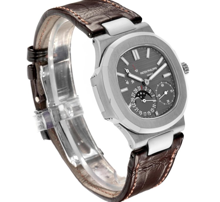 Patek Philippe Nautilus White Gold Moonphase Mens Watch 5712 Box Paper