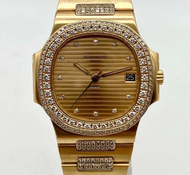 Patek Philippe Nautilus Yellow Gold Diamond Automatic Watch 37mm Nautilus