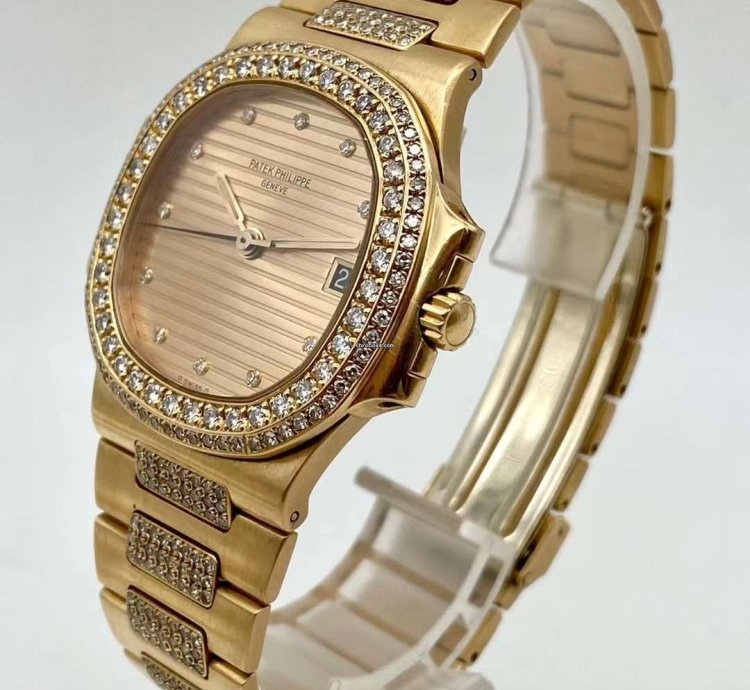 Patek Philippe Nautilus Yellow Gold Diamond Automatic Watch 37mm Nautilus