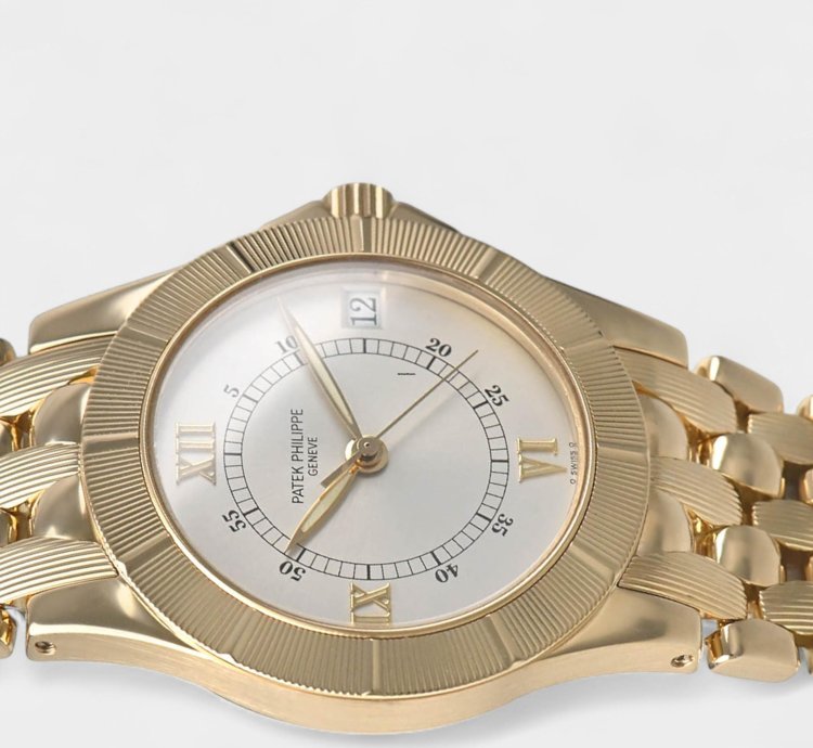 Patek Philippe Neptune Yellow Gold Silver Automatic Date 36mm Vintage 5080 1j