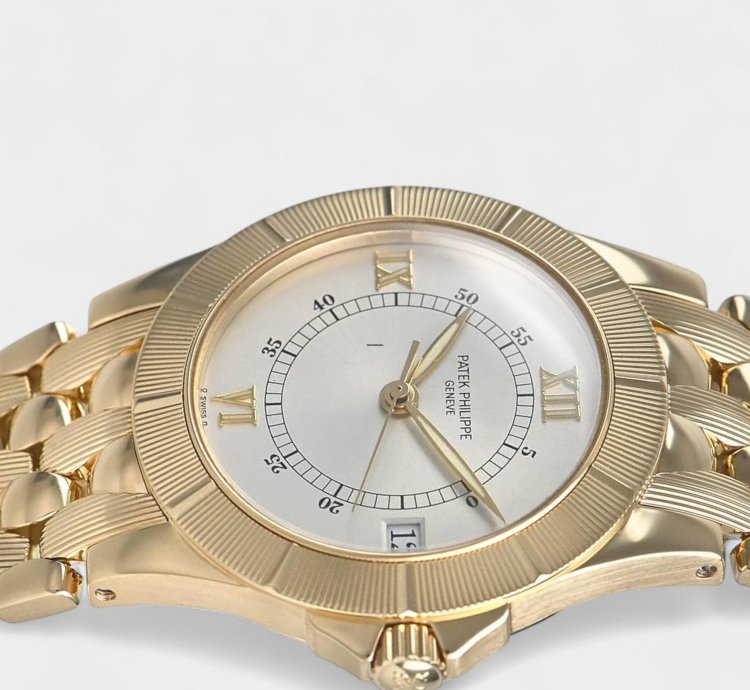 Patek Philippe Neptune Yellow Gold Silver Automatic Date 36mm Vintage 5080 1j