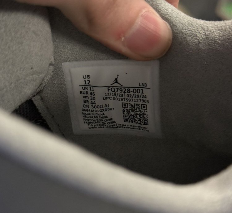Jordan 4 Wet Cement fq7928-001 Size 12