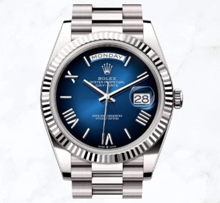 Rolex Day-date 40 White Gold Blue Ombr Dial 228239 new Unworn