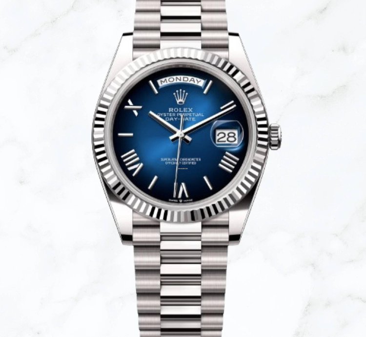 Rolex Day-date 40 White Gold Blue Ombr Dial 228239 new Unworn