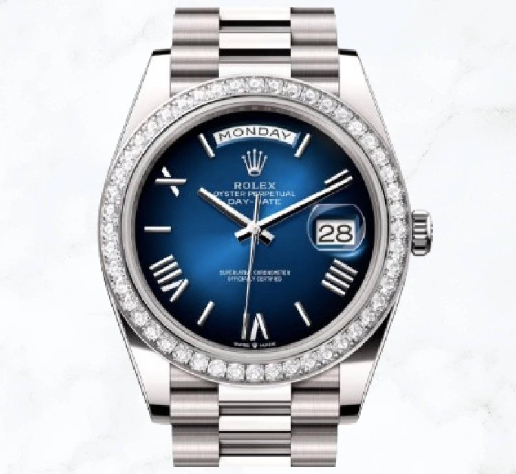 Rolex Day-date 40 White Gold Blue Ombr Roman Dial 228349rbr new Unworn