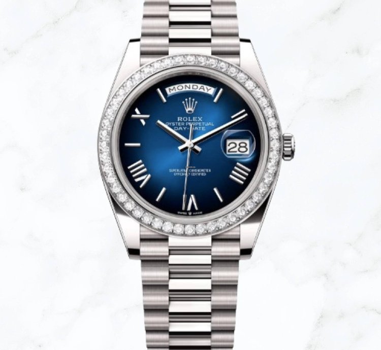 Rolex Day-date 40 White Gold Blue Ombr Roman Dial 228349rbr new Unworn