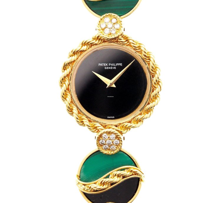 Patek Philippe Onyx Malachite Diamond Watch Ref 4282