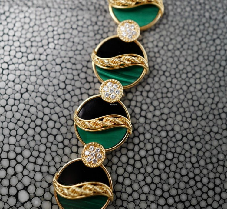 Patek Philippe Onyx Malachite Diamond Watch Ref 4282