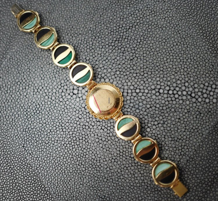 Patek Philippe Onyx Malachite Diamond Watch Ref 4282