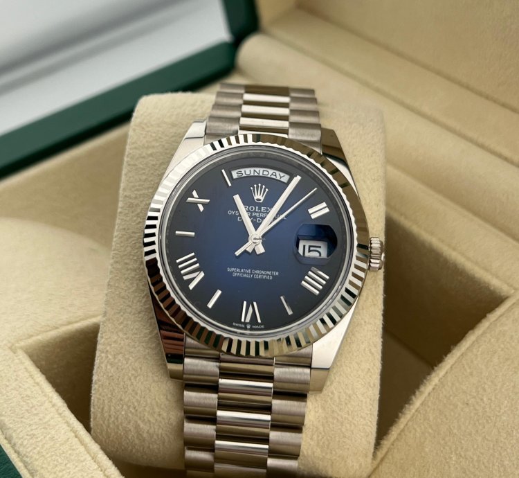Rolex Day-date 40 White Gold Blue Ombre Dial New Release