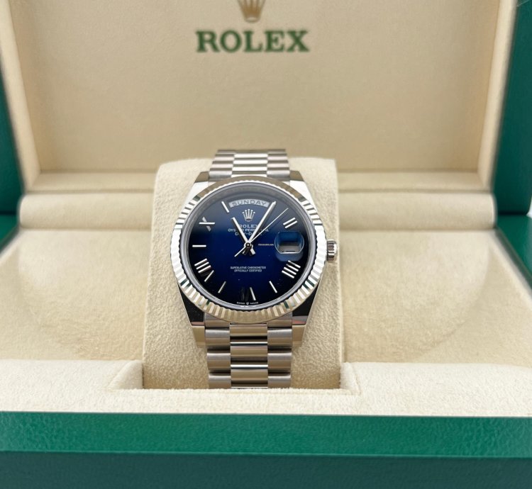 Rolex Day-date 40 White Gold Blue Ombre Dial New Release