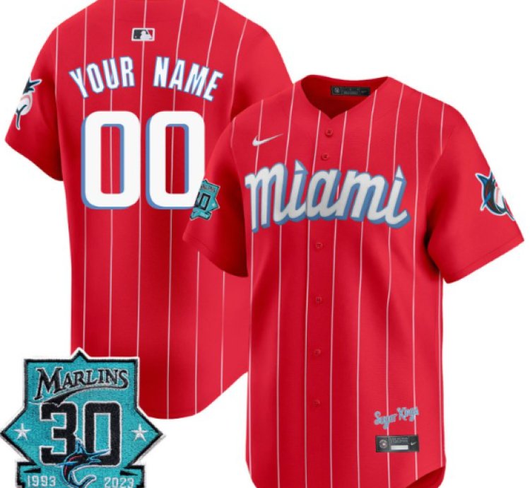 Custom Miami Marlins Jersey 30 Seasons Anniversary Patch Vapor Premier Limited Stitched City Connect