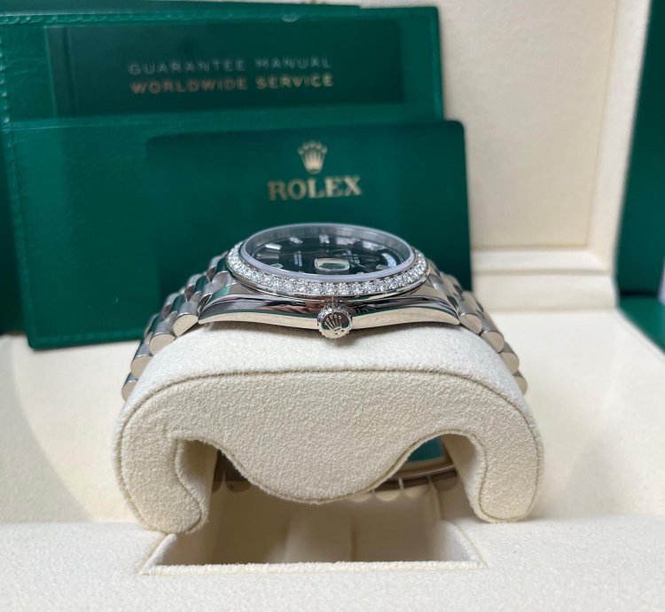 Rolex Day-date 40 White Gold Day-date 40 Watch - White Gold Bezel - Black Baguette Diamond Dial 228349rbr