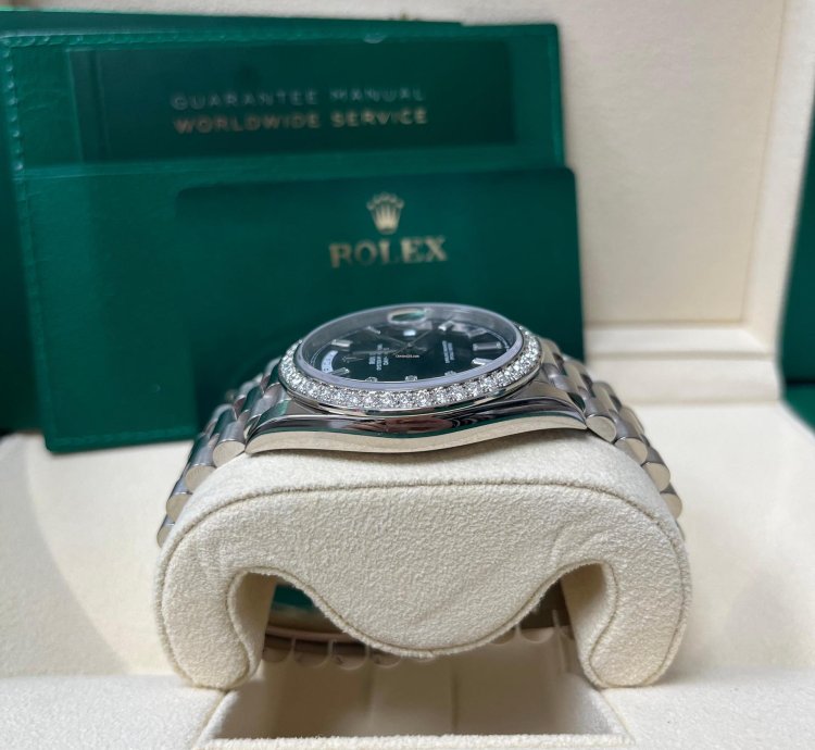 Rolex Day-date 40 White Gold Day-date 40 Watch - White Gold Bezel - Black Baguette Diamond Dial 228349rbr