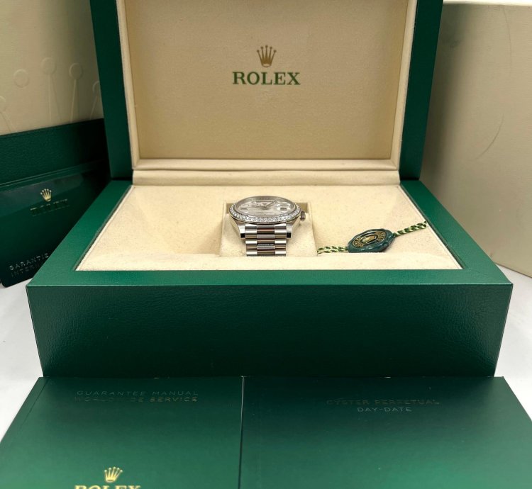 Rolex Day-date 40 White Gold Day-date 40mm Meteorite Dial Diamond Bezel 228349rbr Unworn 2024