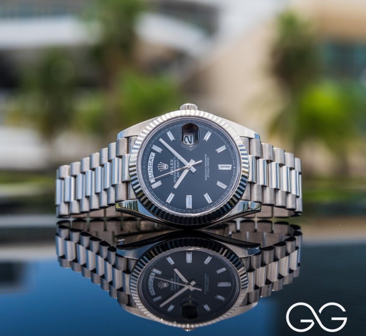 Rolex Day-date 40 White Gold Diamond Baguette Dial
