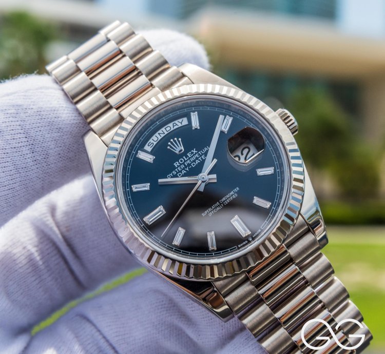 Rolex Day-date 40 White Gold Diamond Baguette Dial
