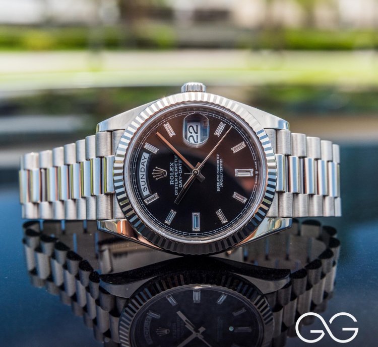 Rolex Day-date 40 White Gold Diamond Baguette Dial