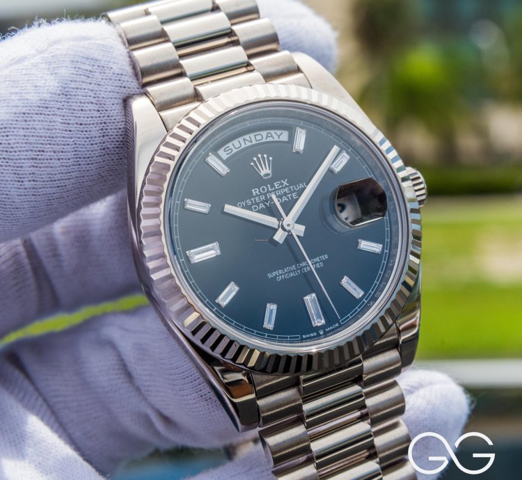 Rolex Day-date 40 White Gold Diamond Baguette Dial
