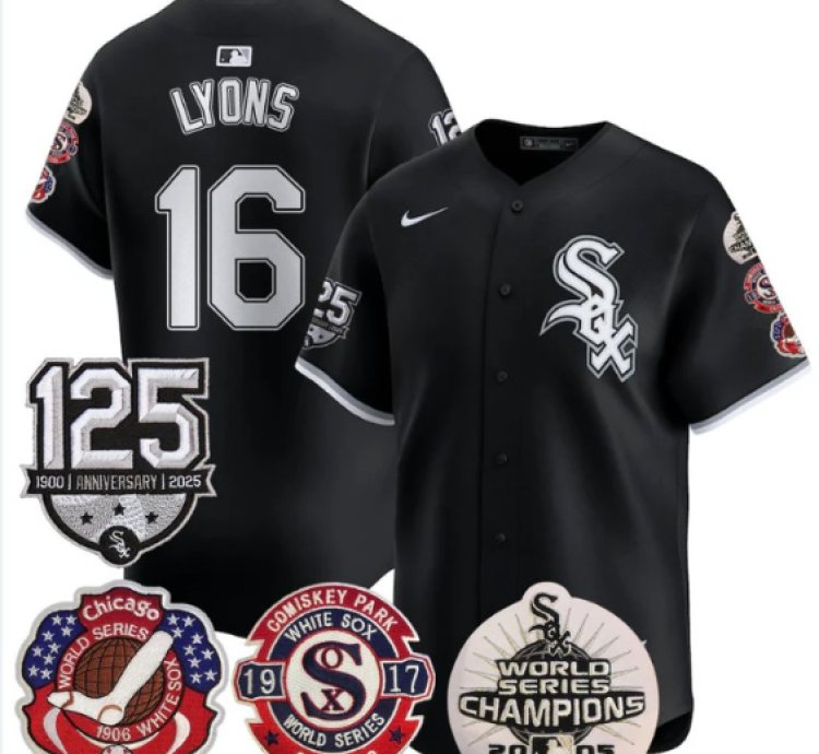 Ted Lyons Jersey 16 Chicago White Sox 125th Anniversary World Series Champions Black