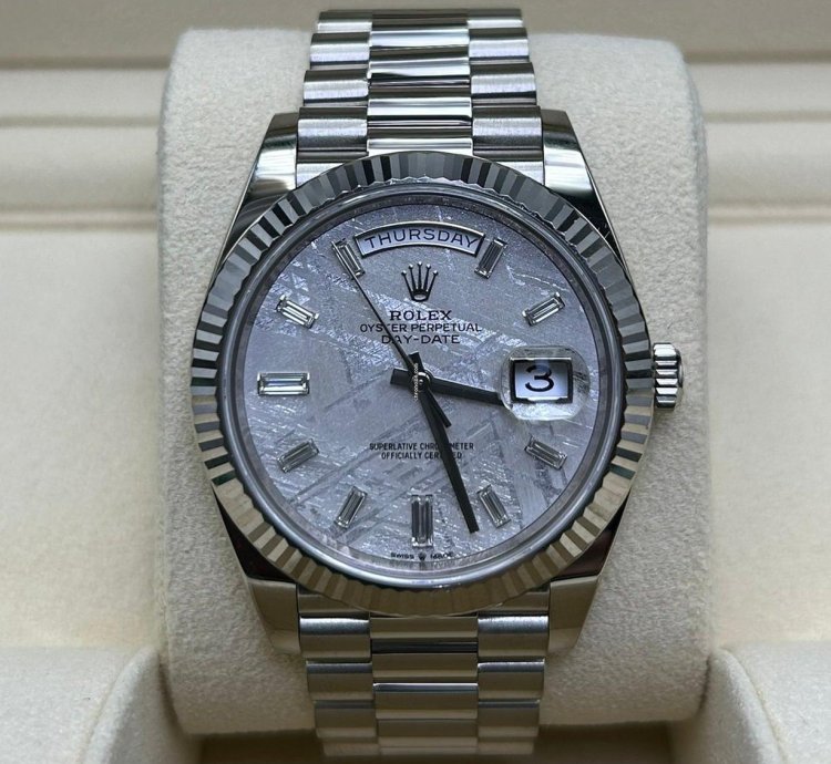 Rolex Day-date 40 White Gold Meteorite Baguette Dial 228239