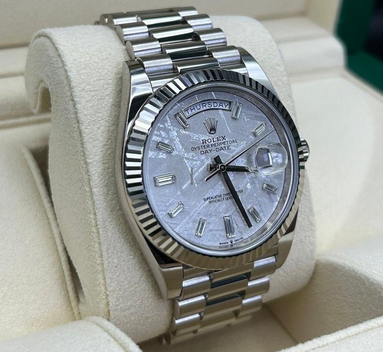 Rolex Day-date 40 White Gold Meteorite Baguette Dial 228239
