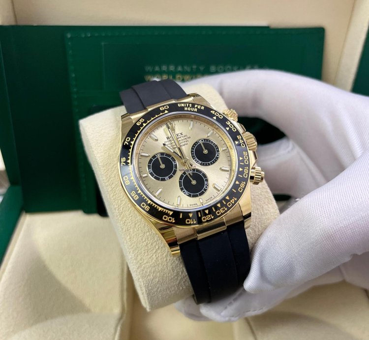 Rolex Daytona Pikachu Daytona Yellow Gold Golden And Black Index Dial Oysterflex Strap 126518ln