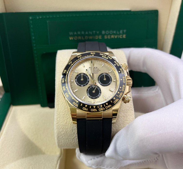 Rolex Daytona Pikachu Daytona Yellow Gold Golden And Black Index Dial Oysterflex Strap 126518ln