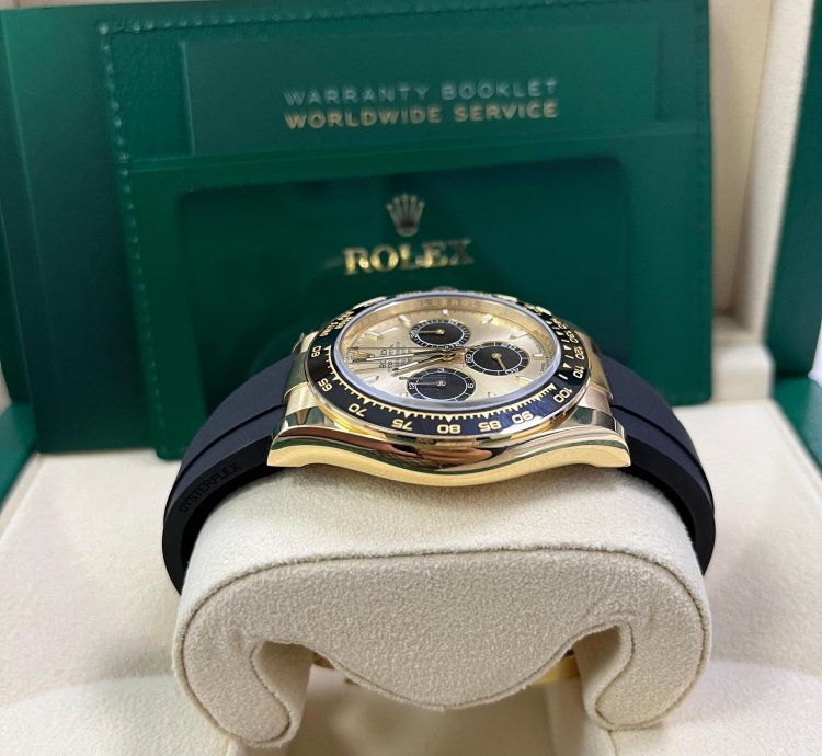 Rolex Daytona Pikachu Daytona Yellow Gold Golden And Black Index Dial Oysterflex Strap 126518ln